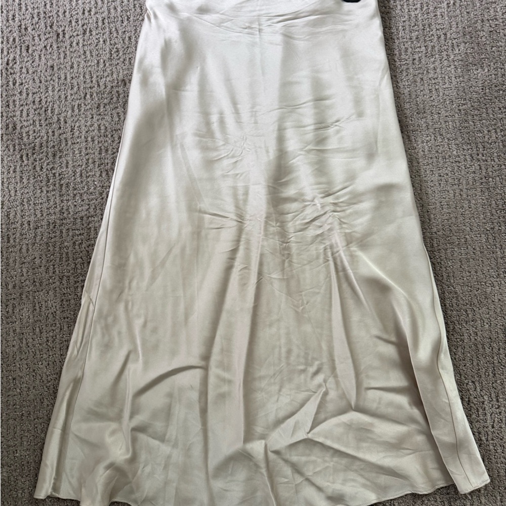 Quince Cream washable silk Midi Skirt